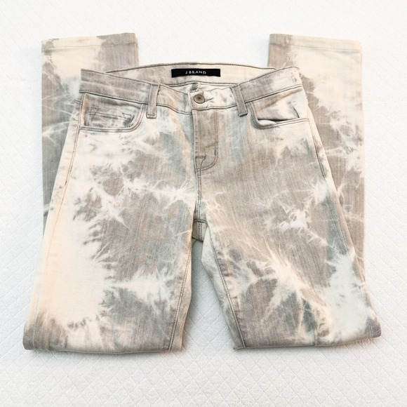 J. Brand Rail Straight Ripped Denim Jeans Acid Wash Gray Fame Size 24 - Picture 4 of 8